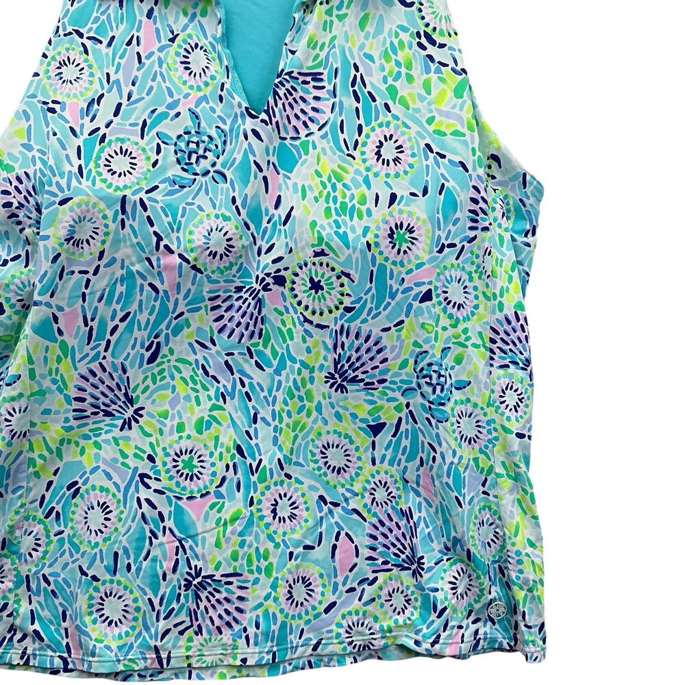 Lilly Pulitzer Luxletic Lakelyn Polo Tank Top Zanzibar Floral size XL - Picture 4 of 13
